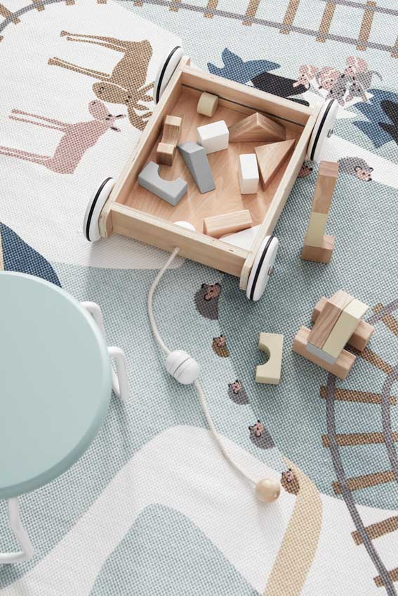 Kids Concept Wagen mit vielen Holzbausteinen