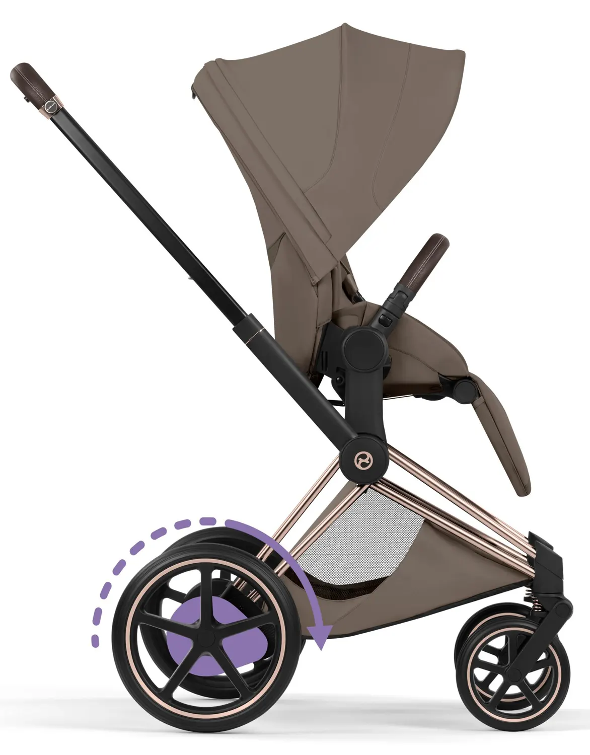 cybex e priam style buggy rosegold coconut brown seite