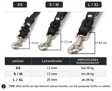 maul hundeleine premium 3m groeße text
