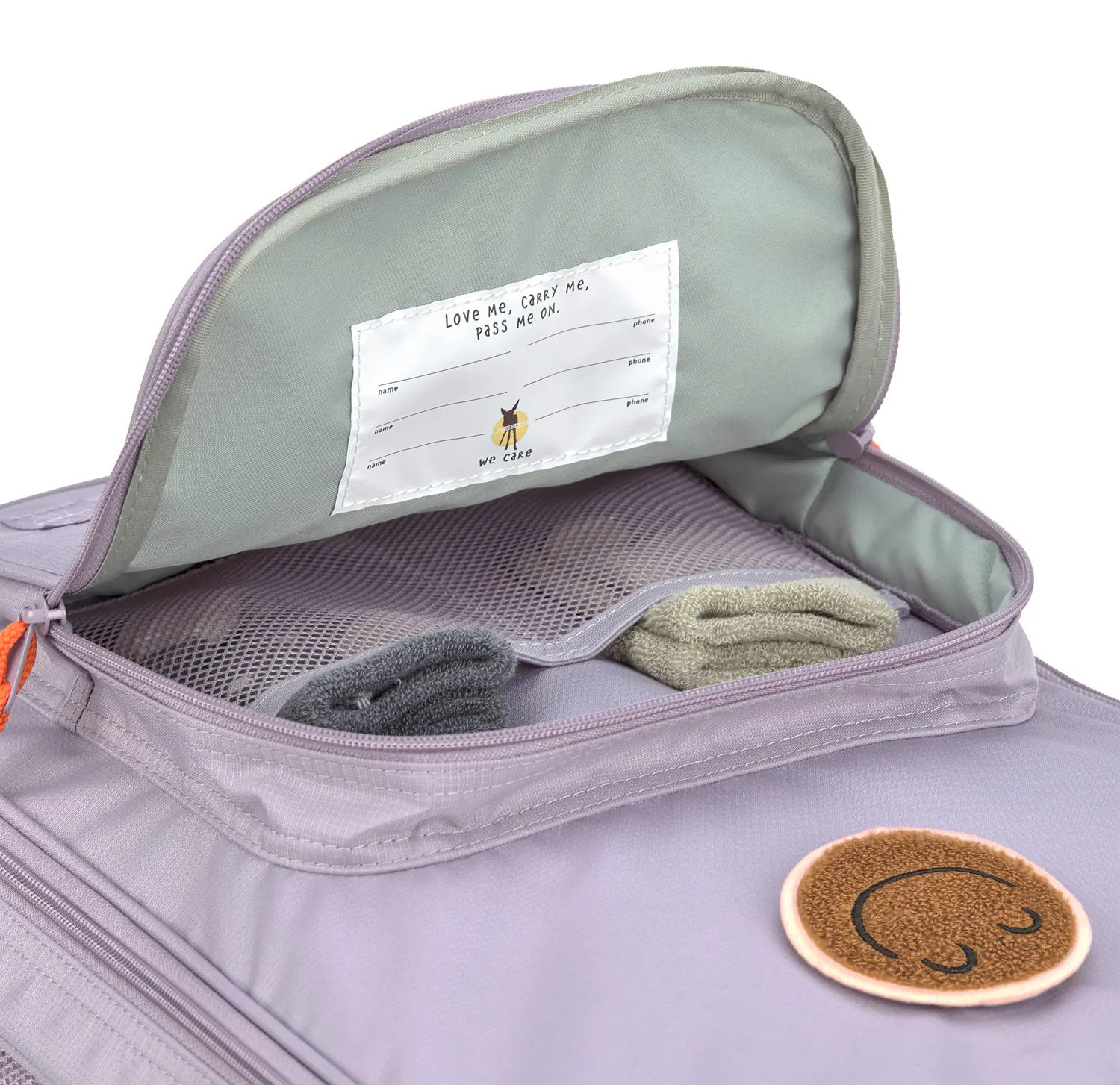 Lässig children's suitcase Little Gang lilac outer compartment