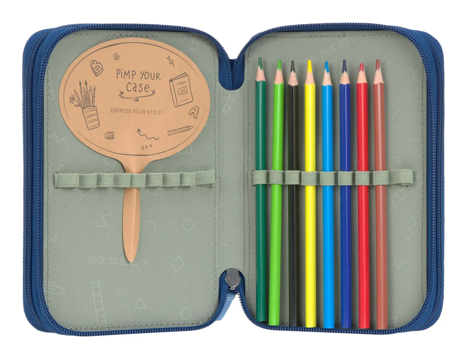 Lässig 3 Fach Federtasche Dunkelblau Zubehör