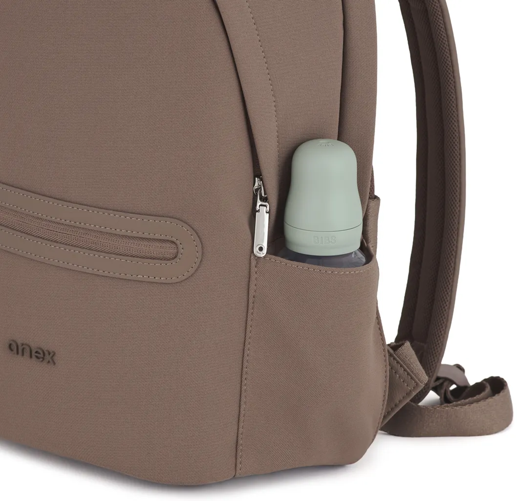 Abex Wickelrucksack braun Seitentasche