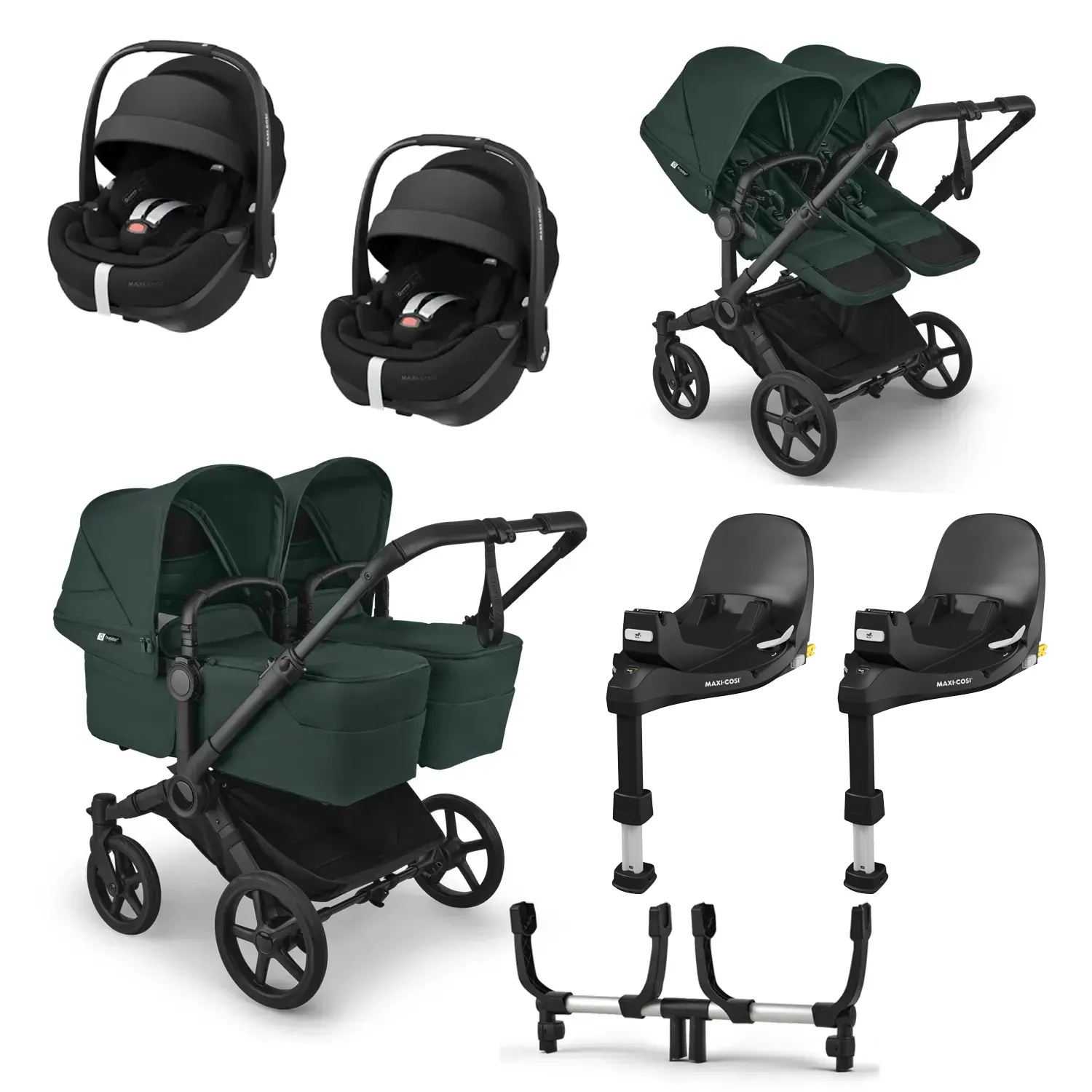 bugaboo donkey 6 twin set pebble fern green