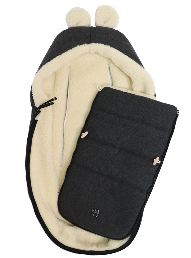 Kaiser Fußsack Hoody Maus Wool Dark Shadow abnehmbares Oberteil