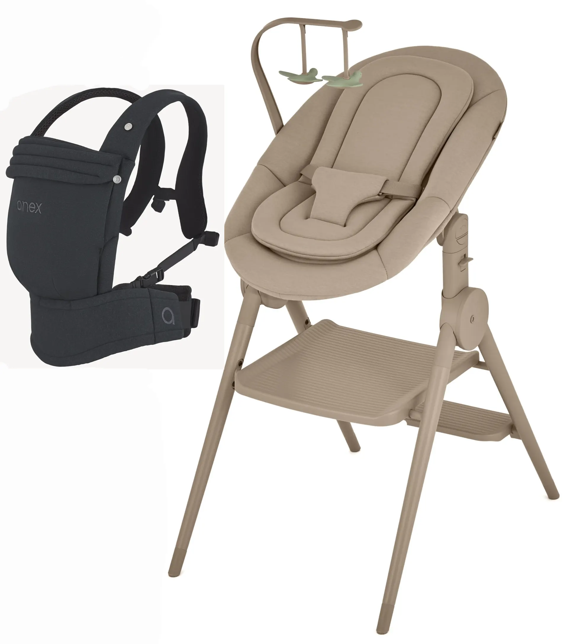 Anex Set Hochstuhl und Babytrage schwarz beige