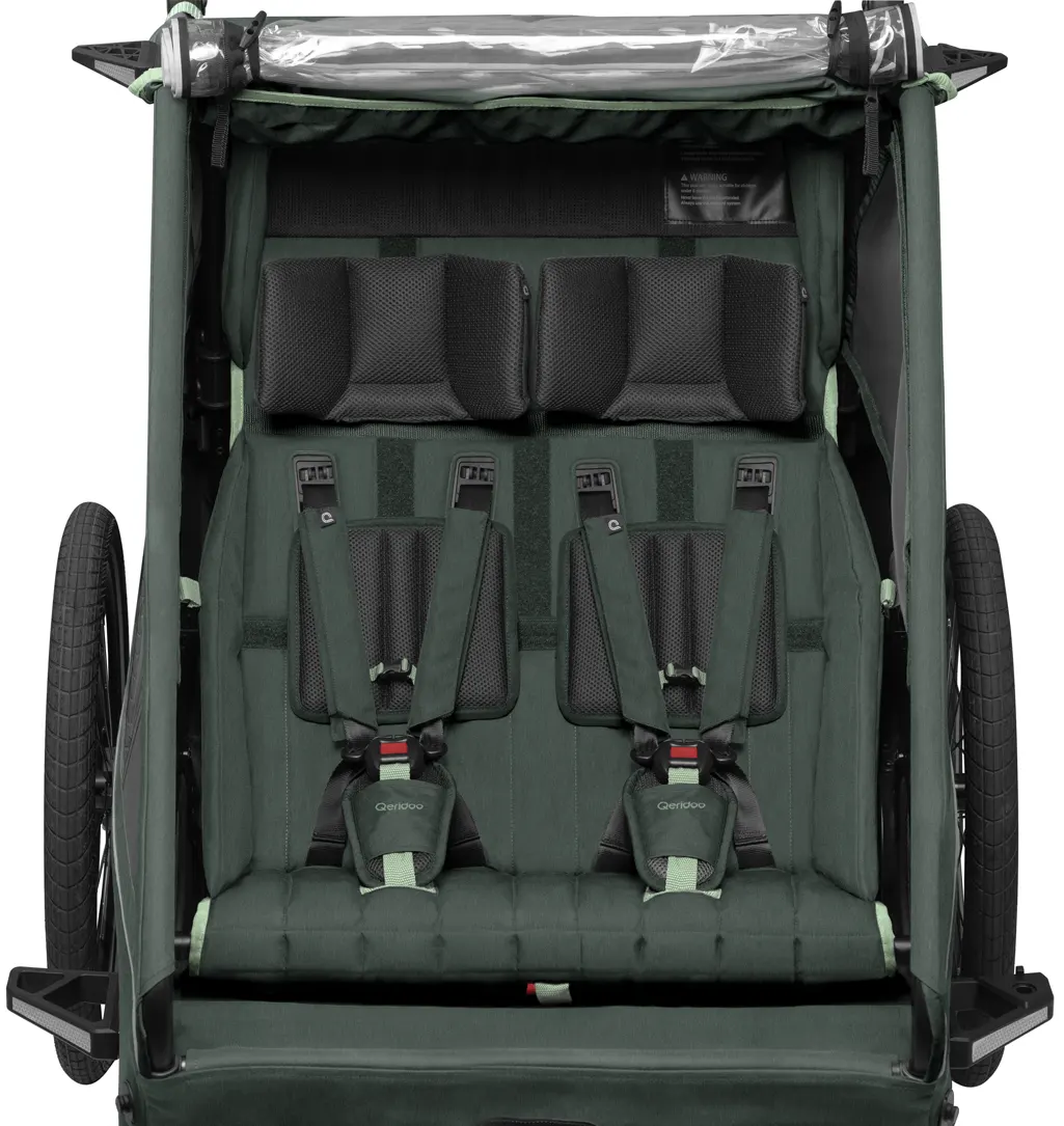 Qeridoo Kidgoo 2 Buggy grün Fahrradanhänger 2 Sitze