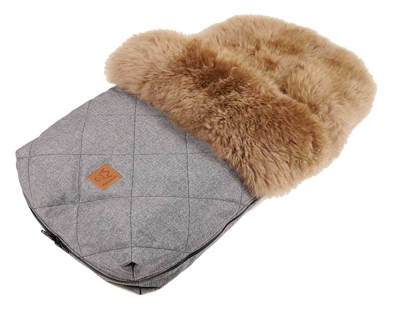Kaiser Lammfellfußsack Nelly anthrazit - Cappuchino seitlich