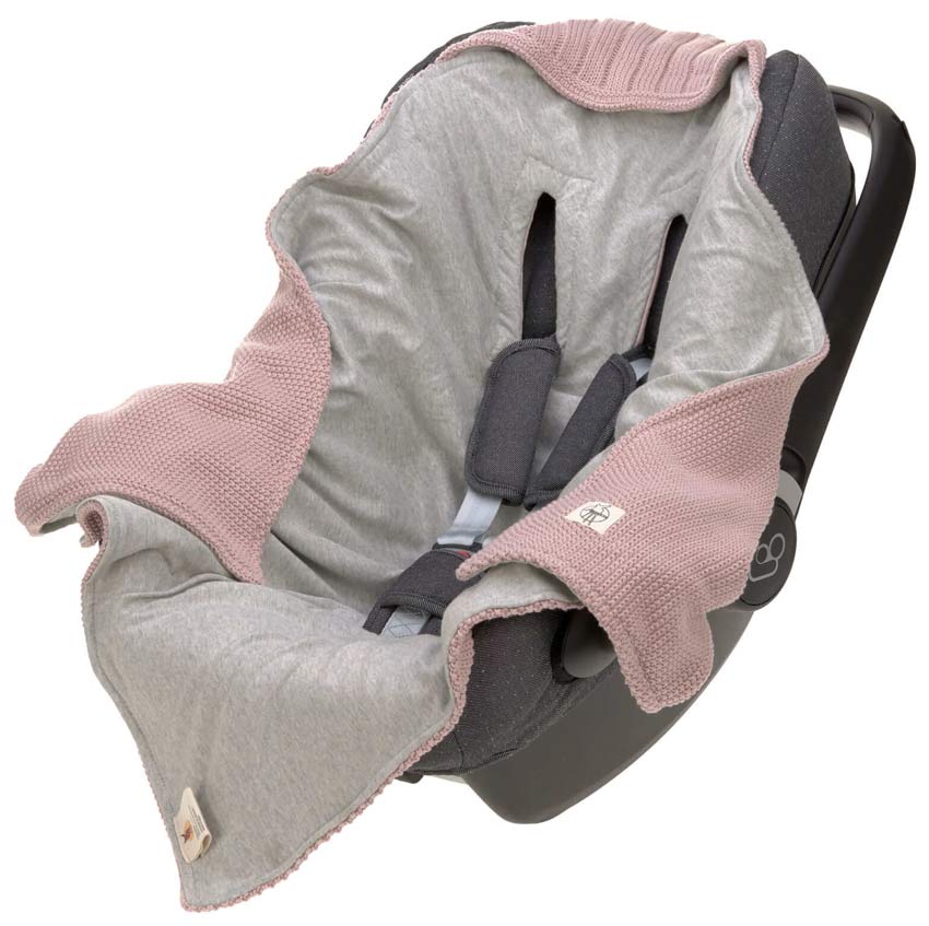 Lässig Einschlagdecke mit Kapuze für Babyschale Dusty Pink