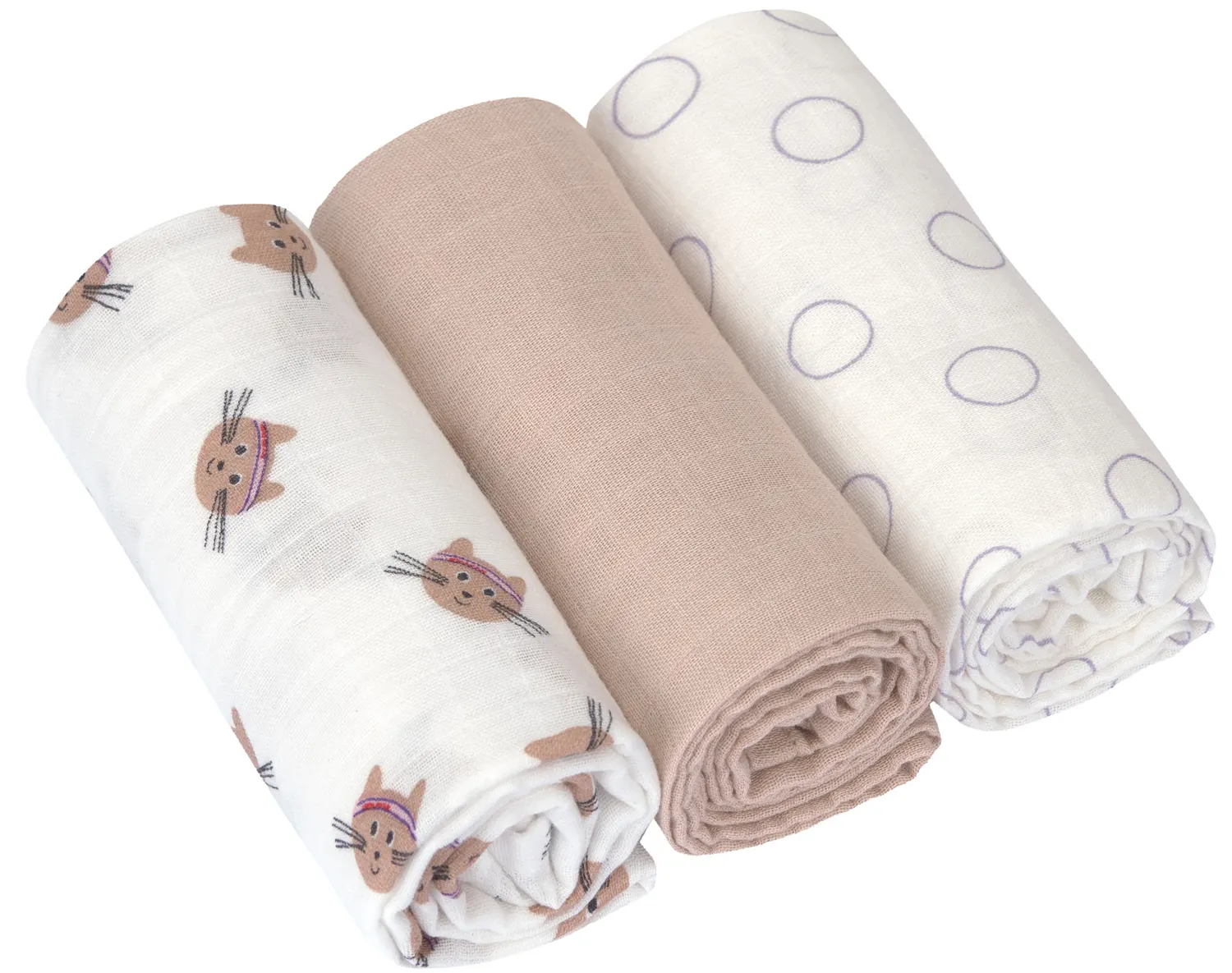 Lässig Spucktücher 3er Set Tiny Team Cat