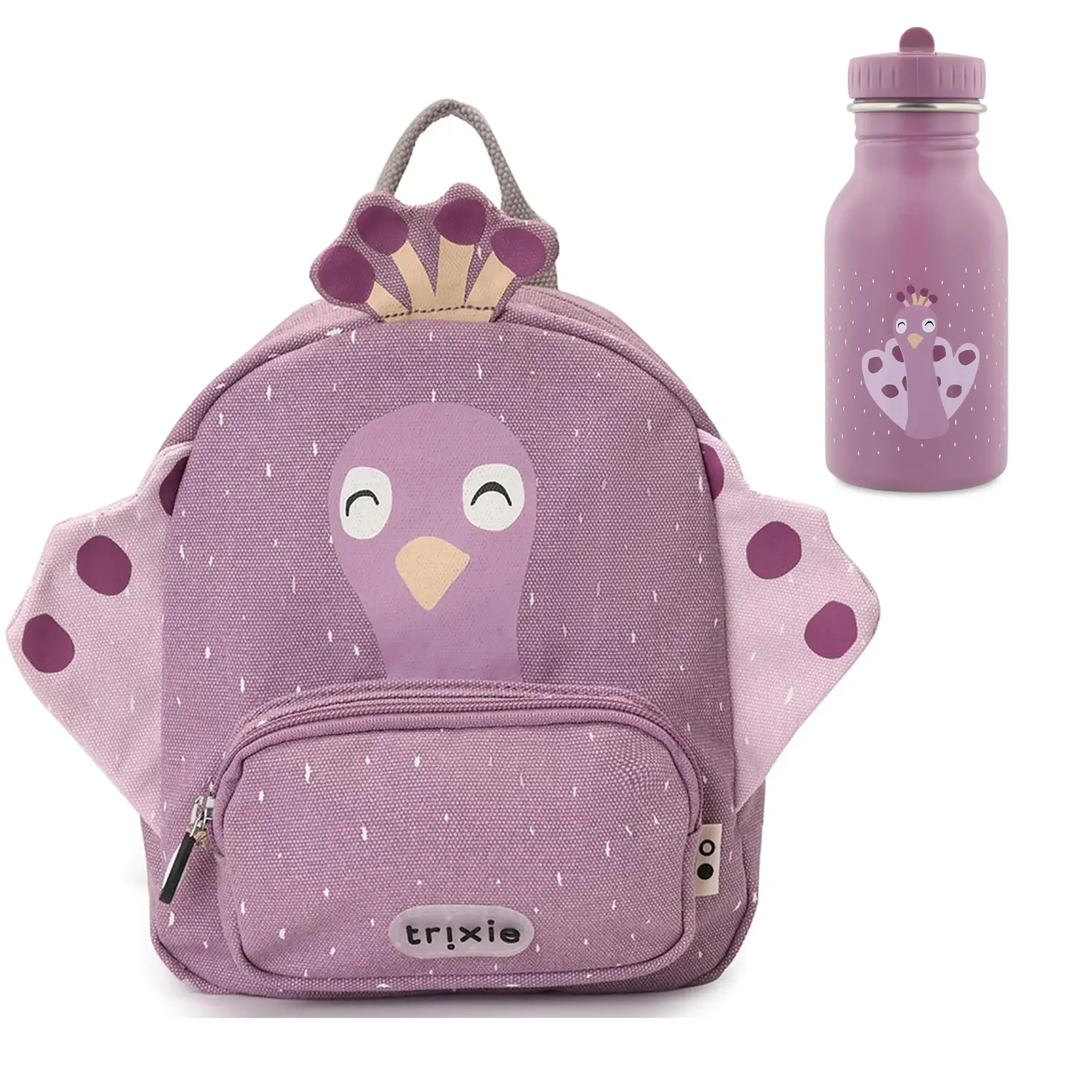 trixie set rucksack klein mit trinkflasche peacock
