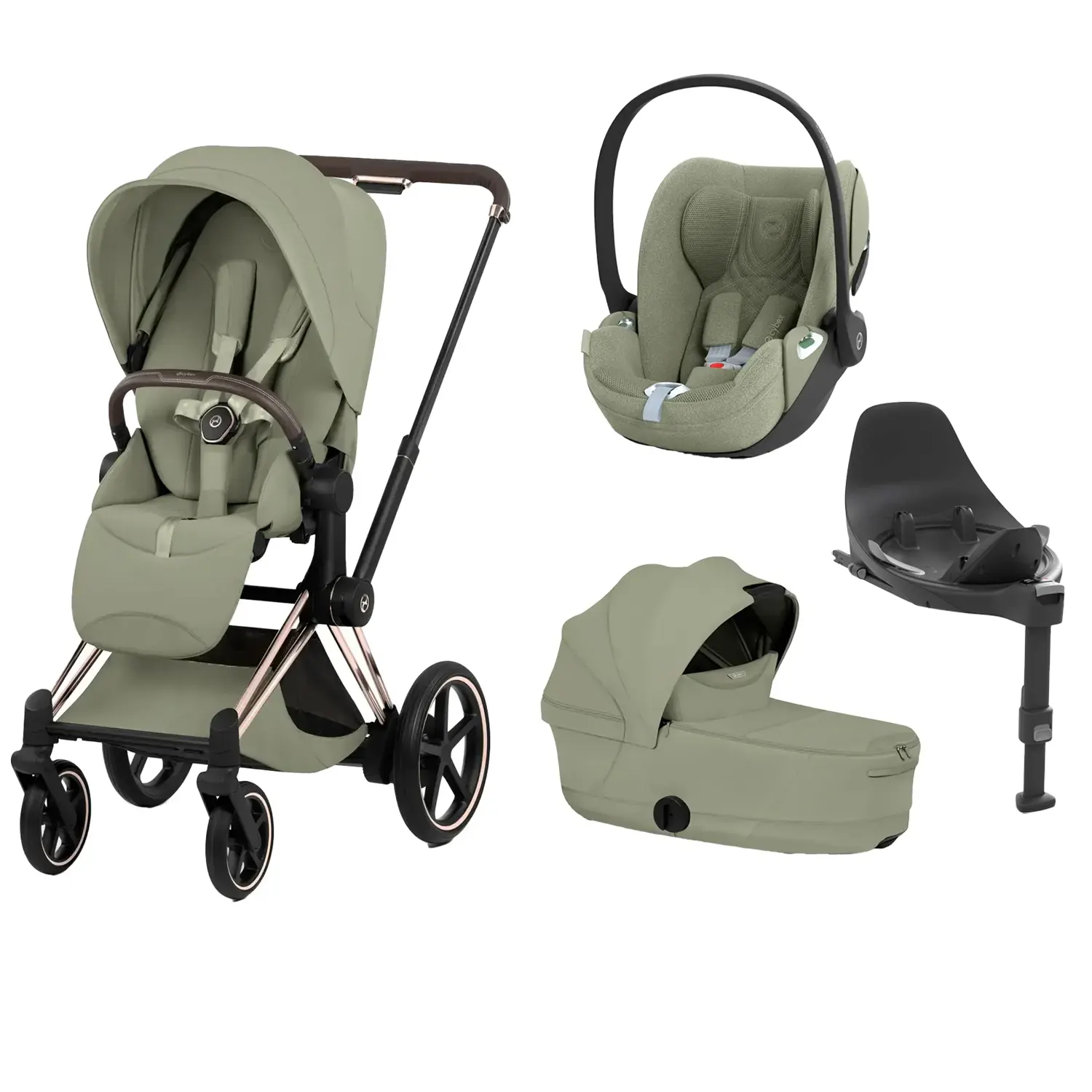 cybex e priam style rosegold 4 in 1 sage green