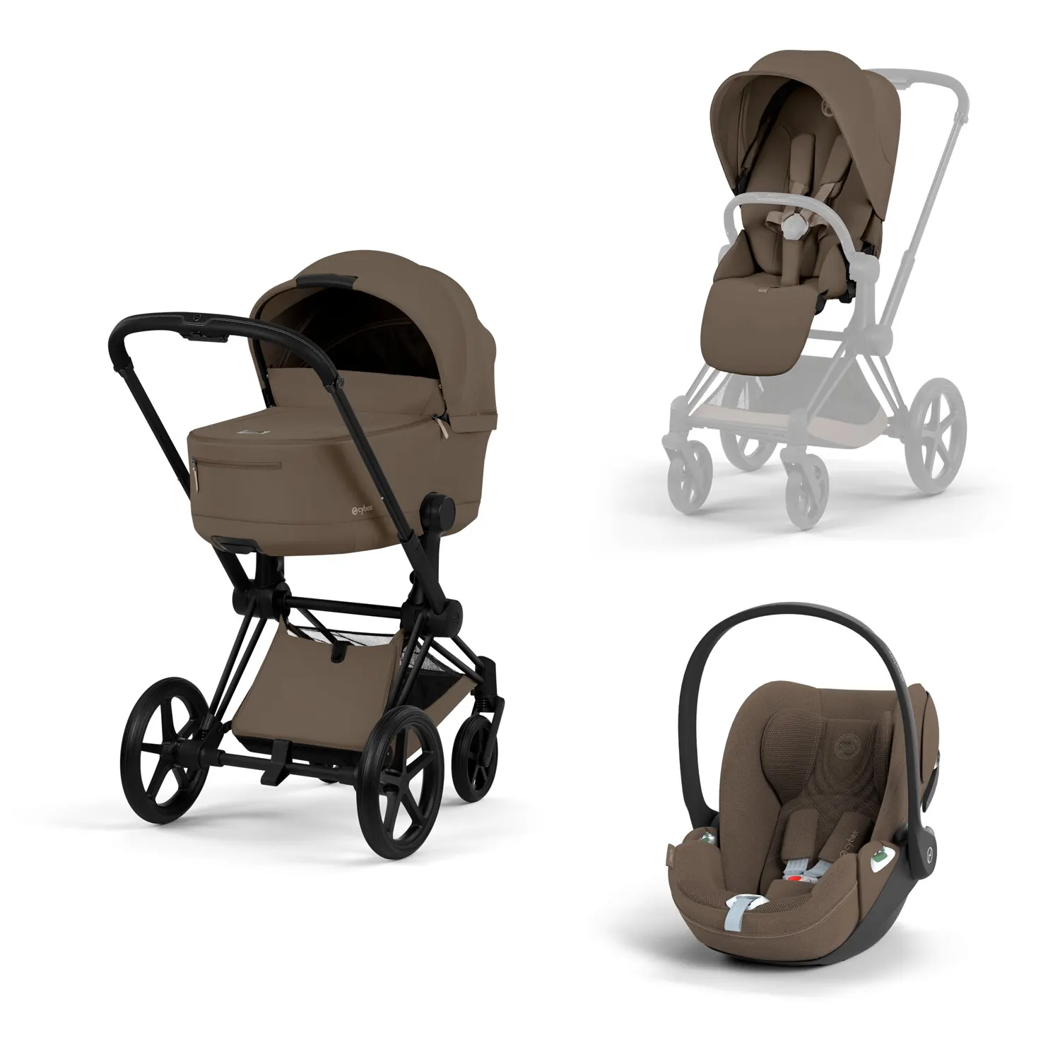 cybex priam comfort set cloud t black coconut brown