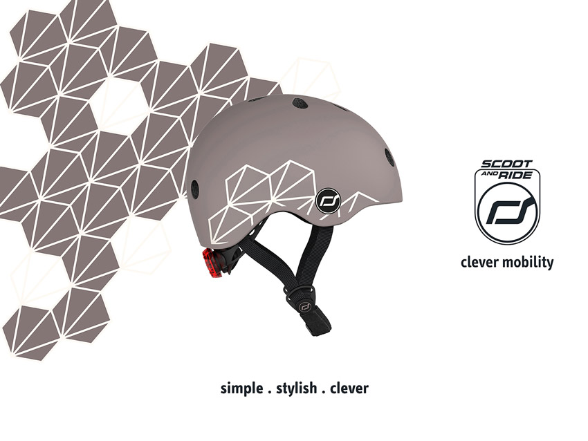 Scoot and Ride Kinderhelm brown lines Design