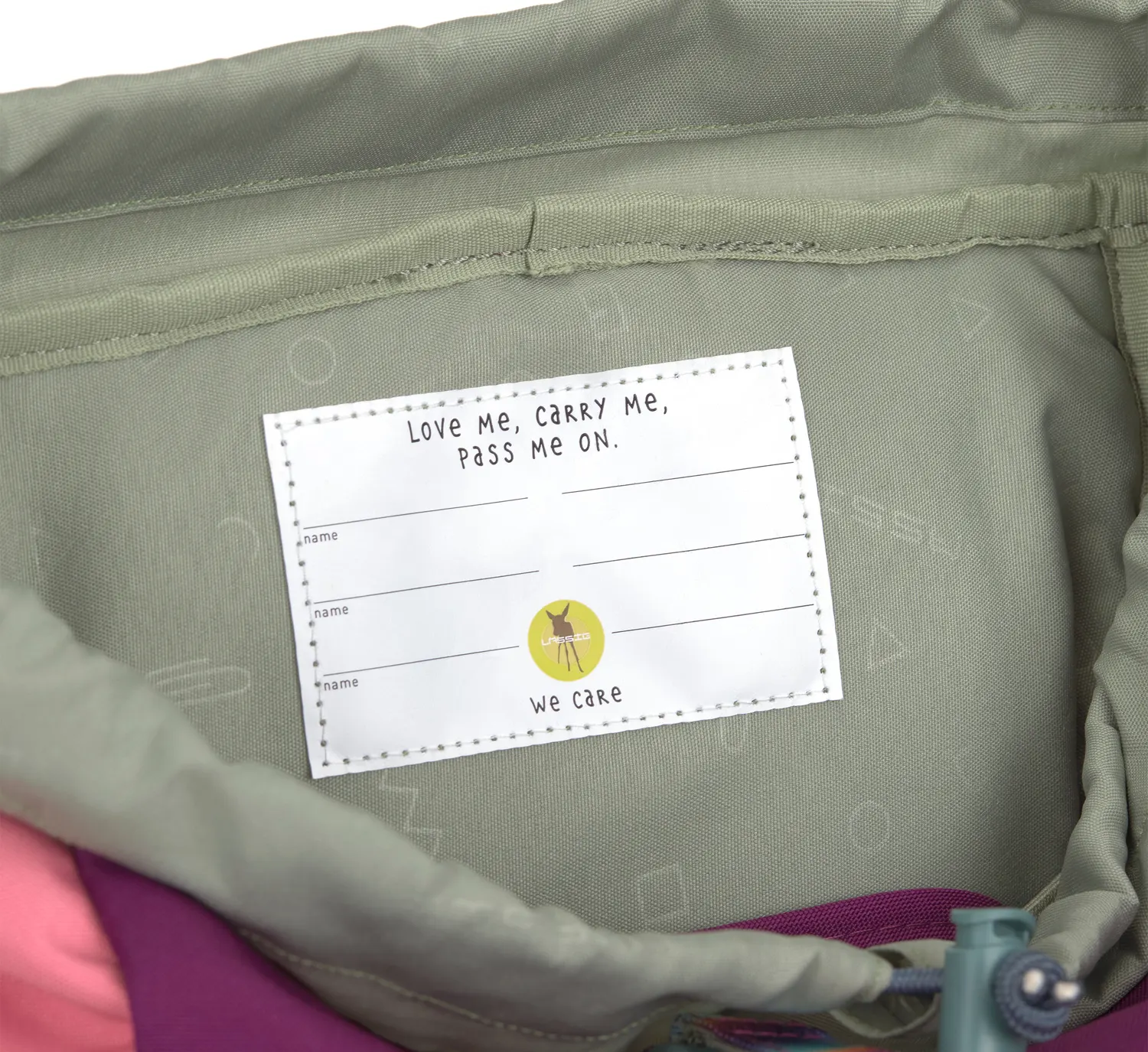 Lässig Kinderrucksack Outdoor Unique  Berry Pink Namensschild