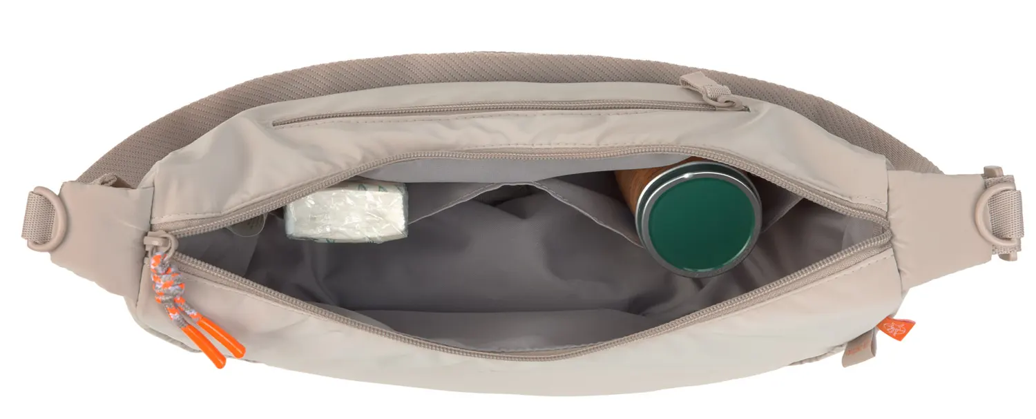 Lässig shoulder bag, stretch up bum bag, beige, main compartment