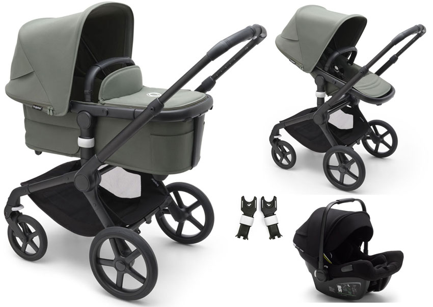 Bugaboo Fox 5 Kinderwagen 3 in 1 mit Bugaboo Turtle Babyschale 360 Black Forest Green