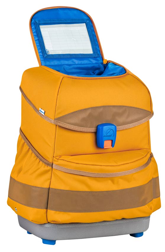 Finkid Schulranzen Buddy Golden Yellow Cinnemon Deckel mit Stundenplan