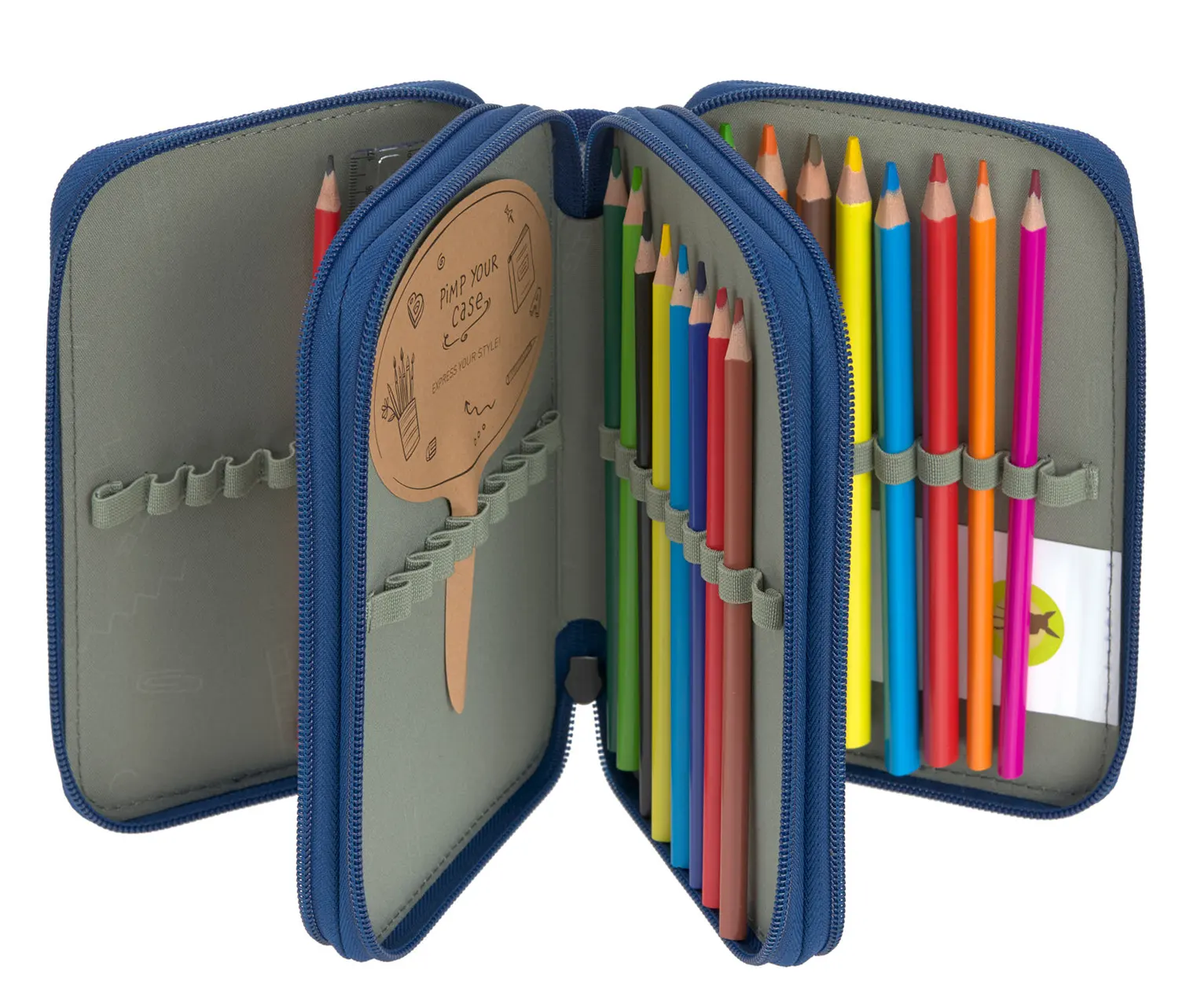 Lässig 3 fach Federtasche Slim Unique Dunkelblau Fächer