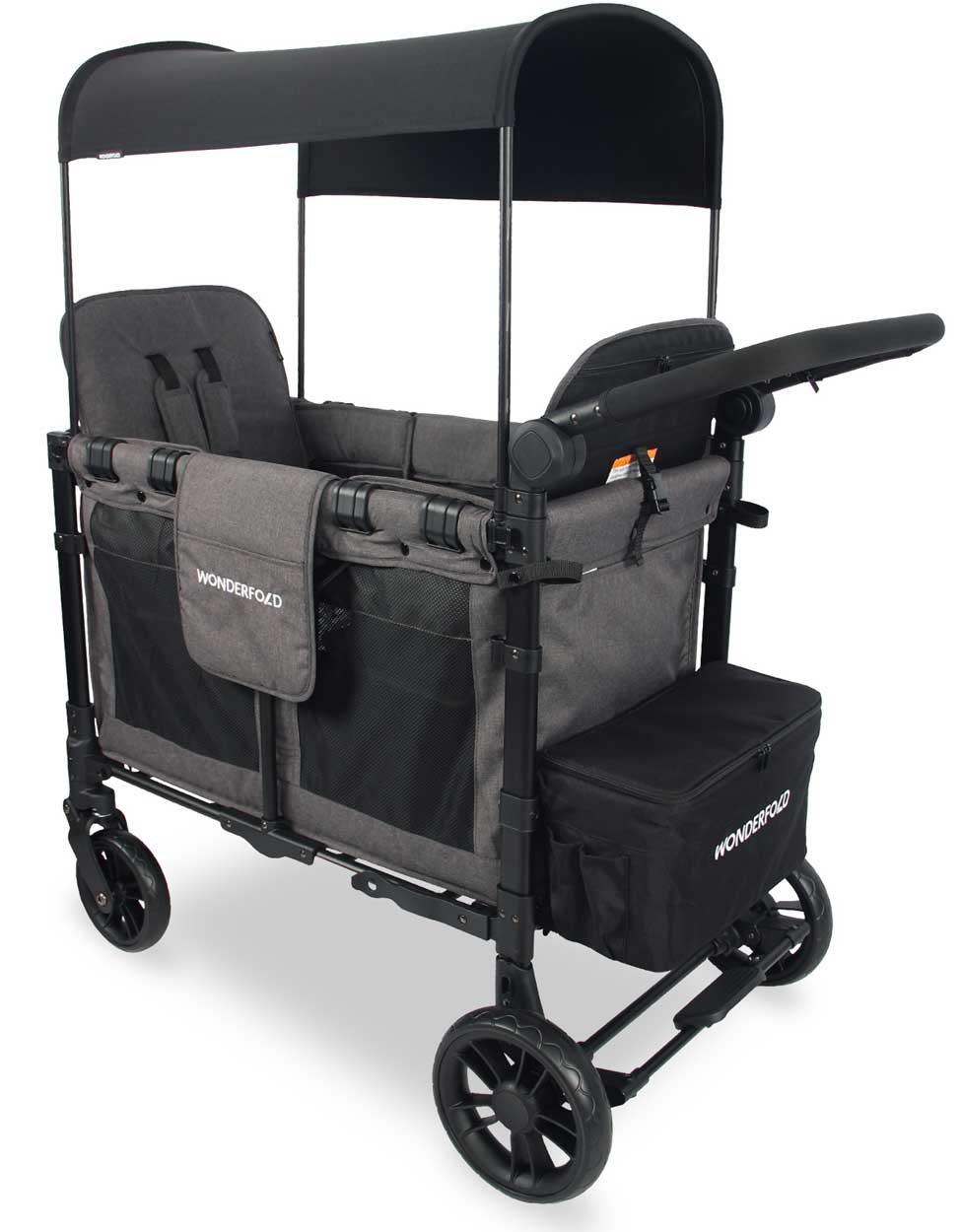wonderfold-w-2-elite-mit-verdeck-tasche-charcoal-grey Wonderfold W2 Elite Kindervan charcoal mit 2 Sitzen