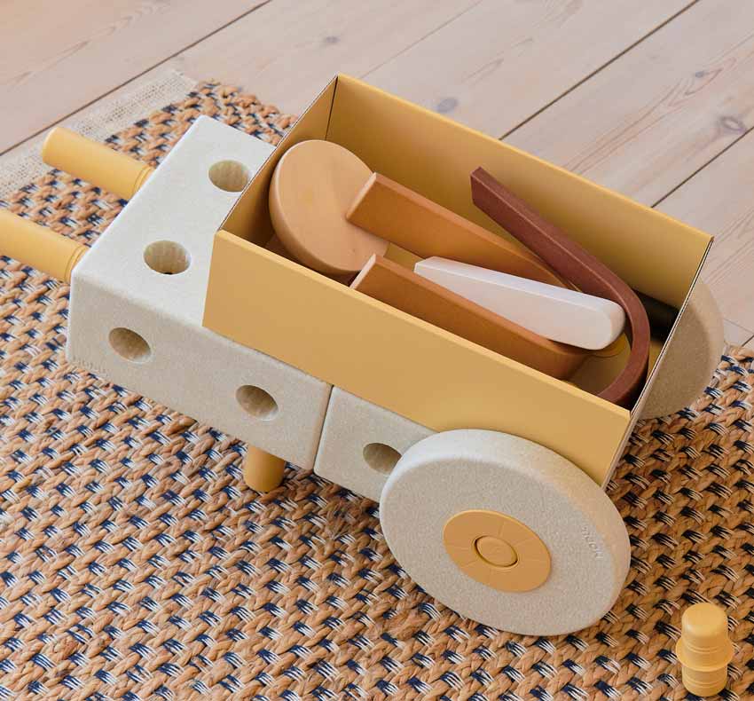 MODU 3-in-1-Lauflernwagen Sand-Grey/Honey-Yellow Schubkarre