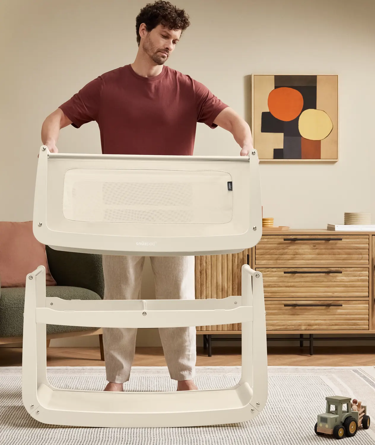 Snüz Pod5 Beistellbett Cashmere abnehmbares Bettchenl lifestyle