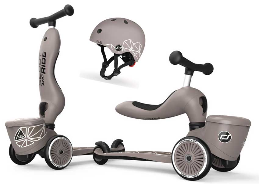 scooter and ride highwaykick 1 lifestyle brownlines scooter and helmet
