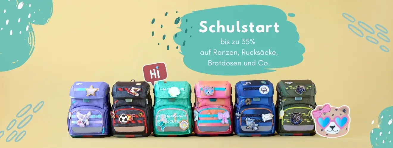 Spare bis zu 35% auf Schulranzen, Rucksäcke, Trinkflaschen und Brotdosen