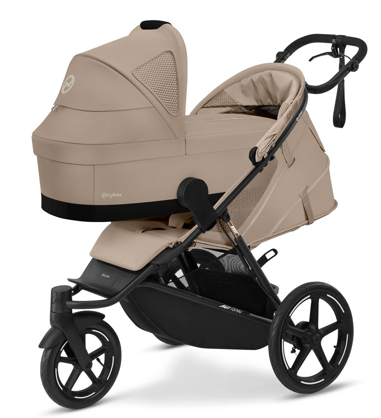 Cybex AVI Spin Jogging Kinderwagen mit Cot S Babywanne Almond Beige