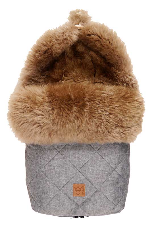 Kaiser Lammfellfußsack Nelly anthrazit - Cappuchino kapuze