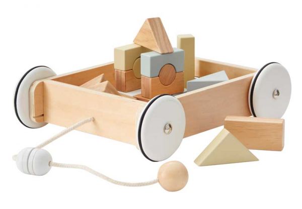 Kids Concept Wagen mit Holzklötzen