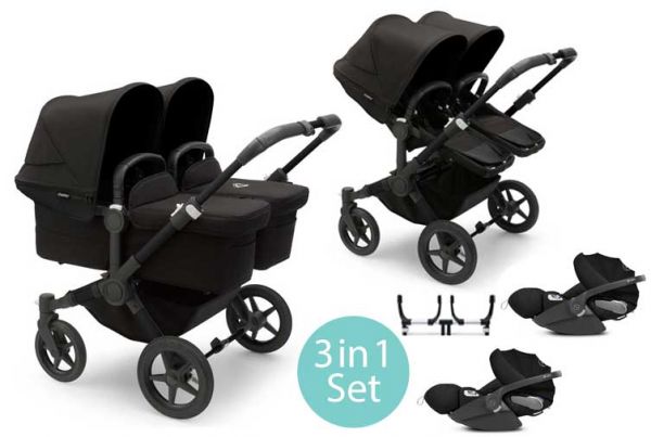 Bugaboo Donkey 5 Twin pram set with Cybex Cloud Z i-Size baby car seats 3-in-1
