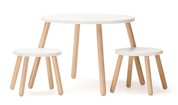 Kids Concept Tisch und Hocker Set Weiß